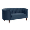 Loveseat with Vertical Channel Tufting and Curved Design, Blue By Casagear Home