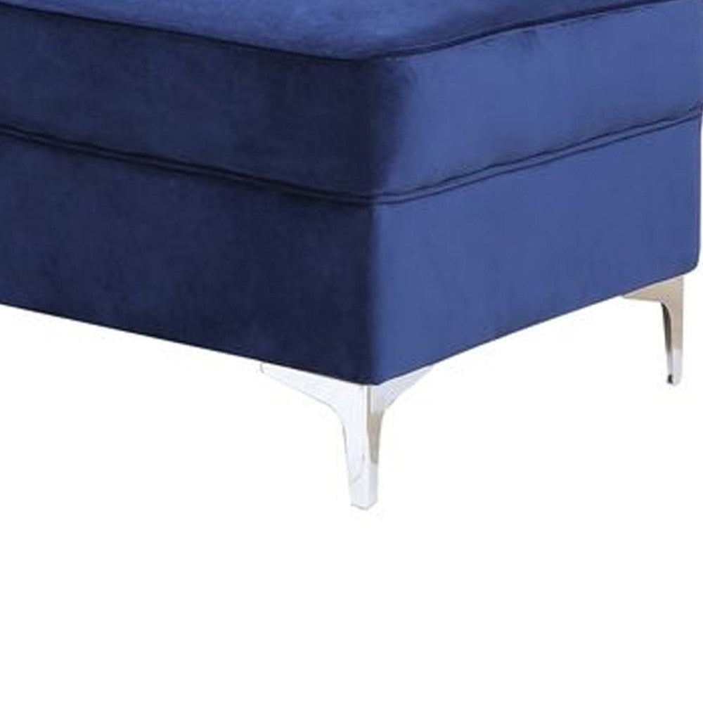 Ottoman with Cushioned Seat and Angled Metal Feet Blue By Casagear Home BM262214