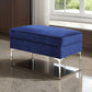 Ottoman with Cushioned Seat and Angled Metal Feet, Blue By Casagear Home