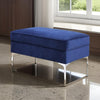 Ottoman with Cushioned Seat and Angled Metal Feet, Blue By Casagear Home