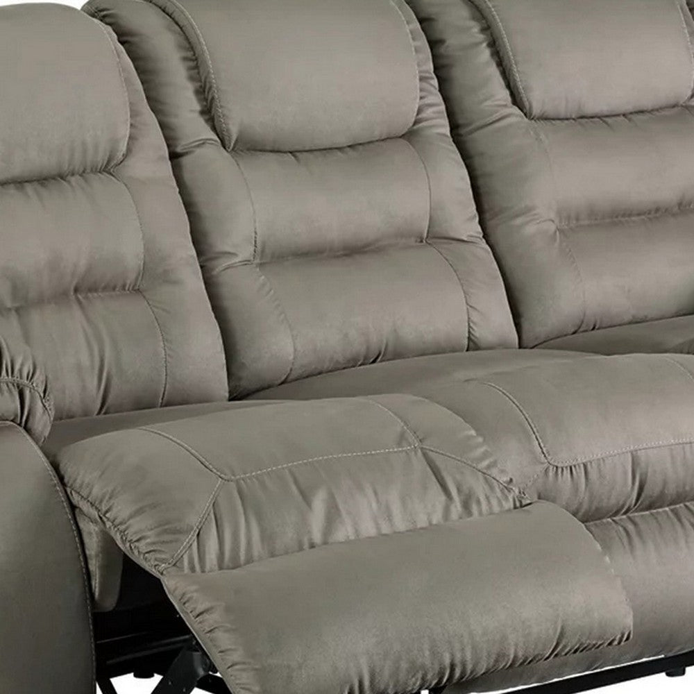 Manual Reclining Sofa with Fabric Upholstery and Pull Tab Gray By Casagear Home BM262309