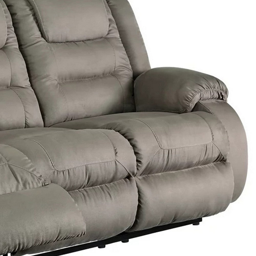 Manual Reclining Sofa with Fabric Upholstery and Pull Tab Gray By Casagear Home BM262309