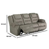 Manual Reclining Sofa with Fabric Upholstery and Pull Tab Gray By Casagear Home BM262309