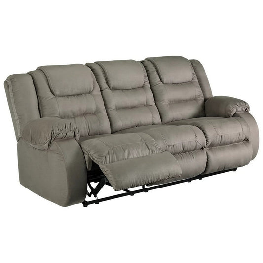 Manual Reclining Sofa with Fabric Upholstery and Pull Tab, Gray By Casagear Home