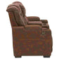 Power Recliner Loveseat with Console and Adjustable Storage Headrest Brown By Casagear Home BM262327