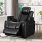 Power Recliner with Adjustable Headrest and LED Lighting Black By Casagear Home BM262350