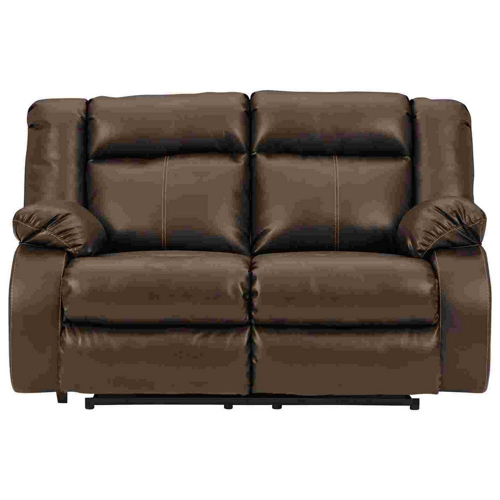 Power Recliner Loveseat with Faux Leather and Zero Draw USB Port Brown By Casagear Home BM262375