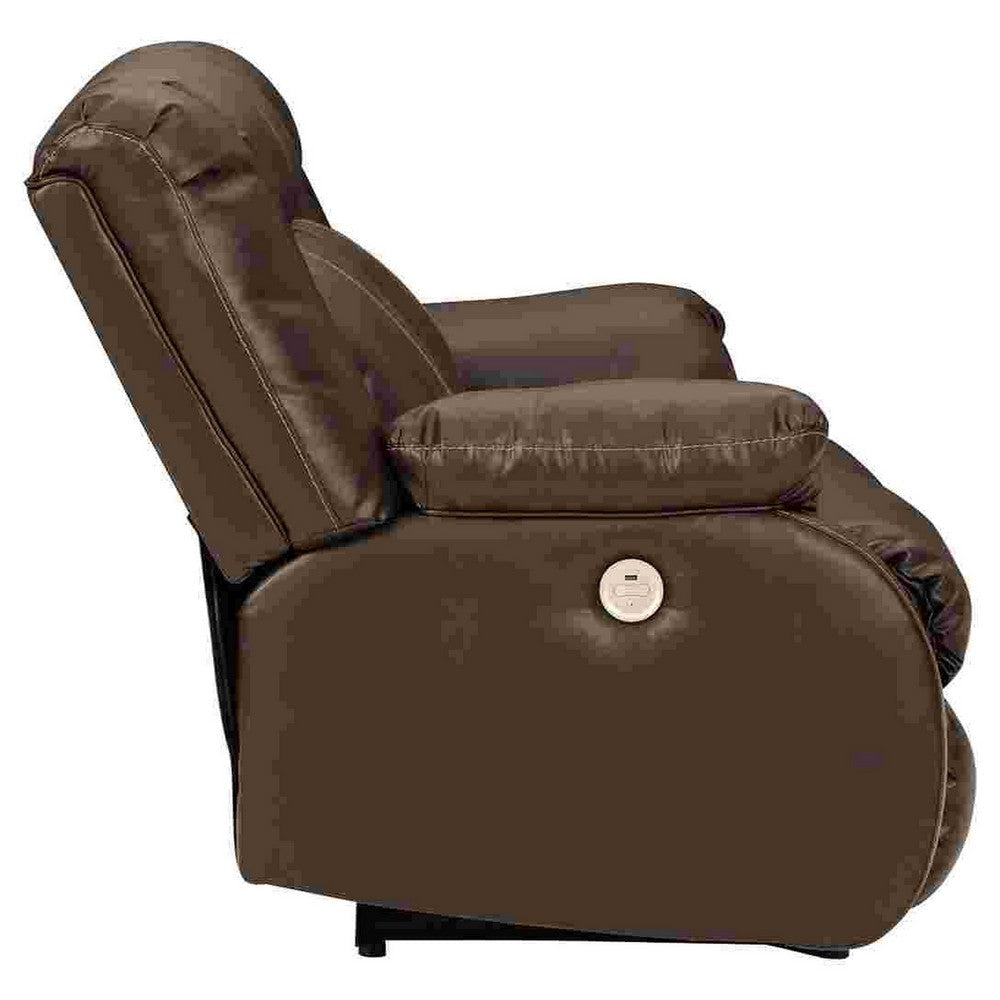 Power Recliner Loveseat with Faux Leather and Zero Draw USB Port Brown By Casagear Home BM262375