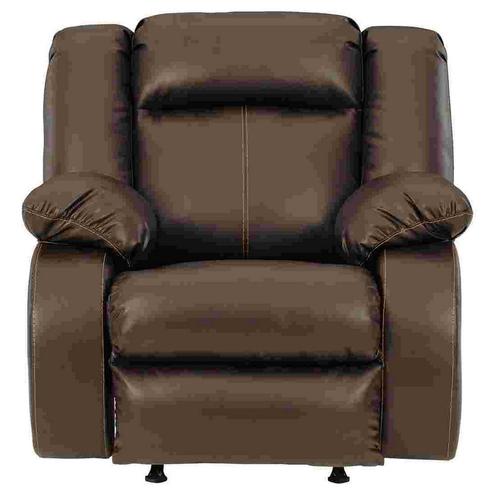 Power Rocker Recliner with Faux Leather and Zero Draw USB Port Brown By Casagear Home BM262378