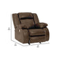 Power Rocker Recliner with Faux Leather and Zero Draw USB Port Brown By Casagear Home BM262378