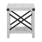 End Table with X Metal Accent and Grain Details White By Casagear Home BM262428