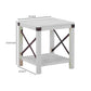 End Table with X Metal Accent and Grain Details White By Casagear Home BM262428