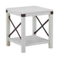 End Table with X Metal Accent and Grain Details White By Casagear Home BM262428