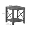 End Table with X Metal Accent and Grain Details Gray By Casagear Home BM262431