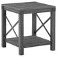 End Table with X Metal Accent and Grain Details Gray By Casagear Home BM262431