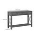 Sofa Table with X Metal Accent and 2 Drawers Gray By Casagear Home BM262432