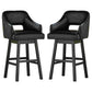 Swivel Barstool with Faux Leather and Countered Back Set of 2 Black By Casagear Home BM262476