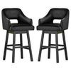 Swivel Barstool with Faux Leather and Countered Back Set of 2 Black By Casagear Home BM262476