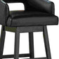 Swivel Barstool with Faux Leather and Countered Back Set of 2 Black By Casagear Home BM262476