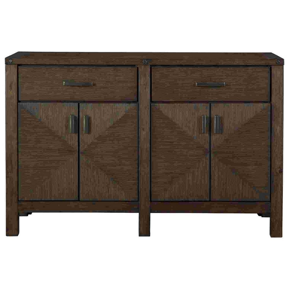 Server with 2 Drawer and 2 Double Door Cabinets Brown By Casagear Home BM262480