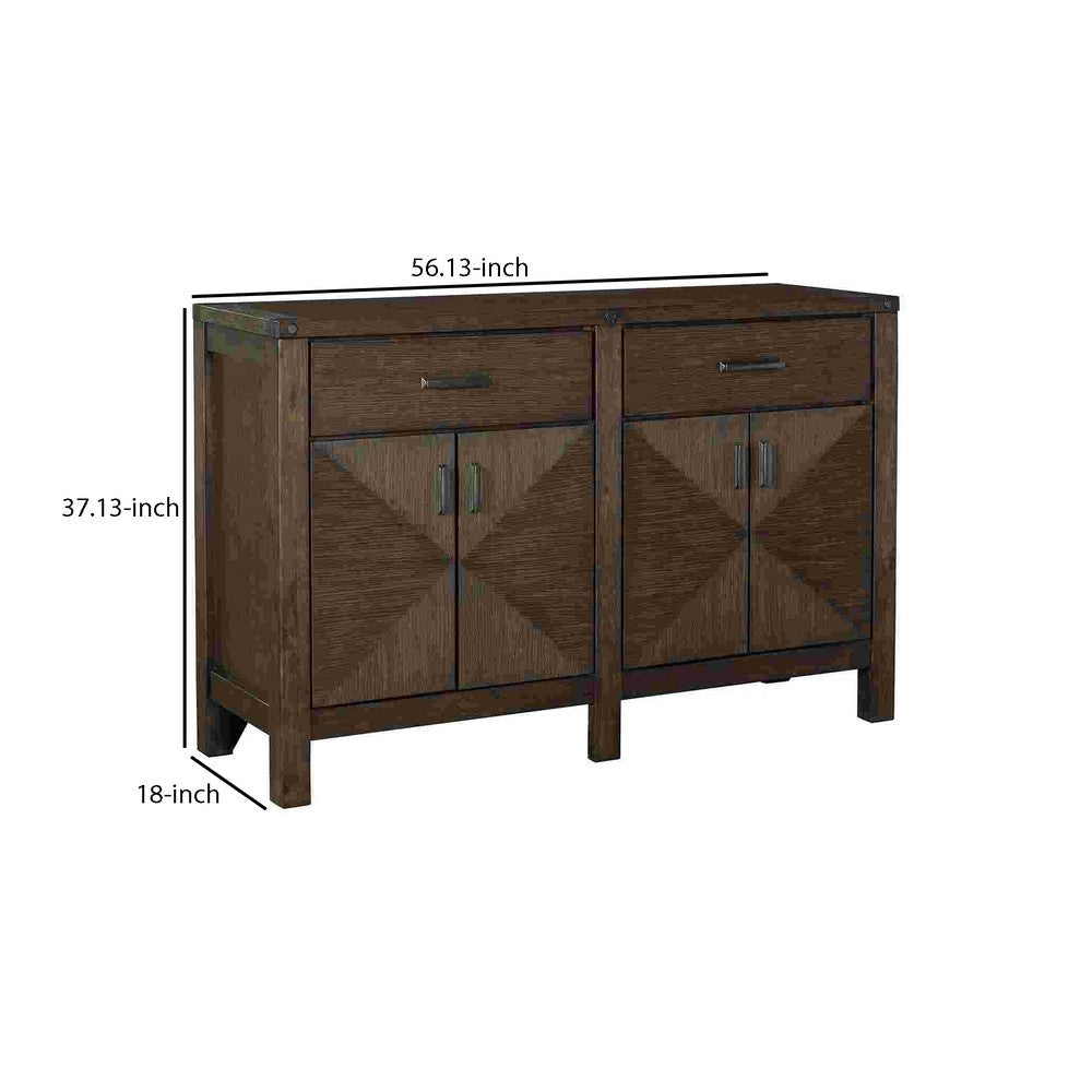 Server with 2 Drawer and 2 Double Door Cabinets Brown By Casagear Home BM262480