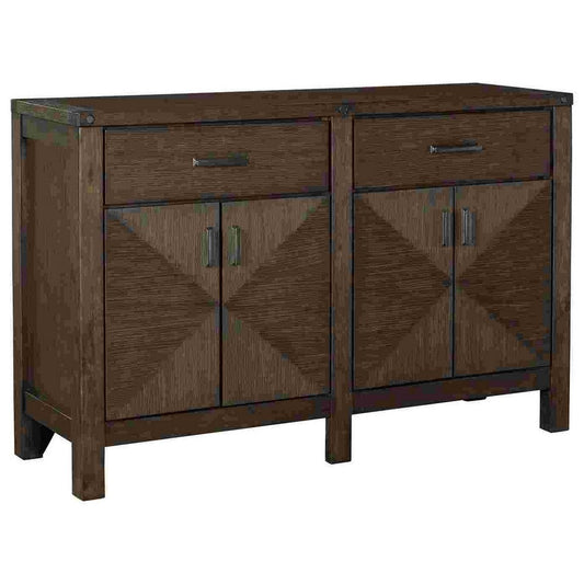 Server with 2 Drawer and 2 Double Door Cabinets, Brown By Casagear Home