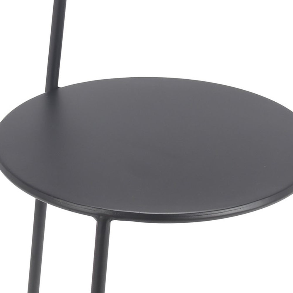 3 Tier Accent Table with Round Metal Top Black By Casagear Home BM263023