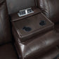 Glider Recliner Loveseat with Leatherette and Flared Padded Arms Brown By Casagear Home BM263109