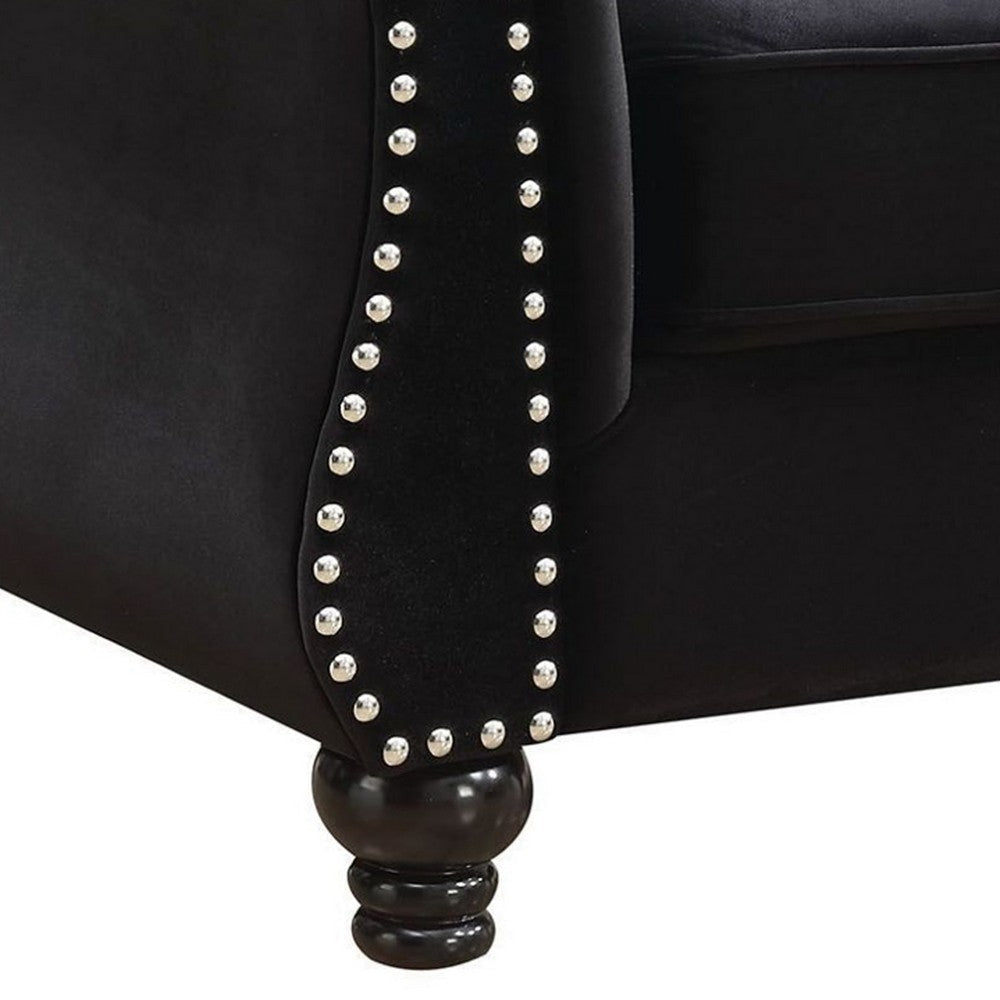 Chair with Flared Design Arms and Button Tufting Black By Casagear Home BM263131