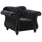 Chair with Flared Design Arms and Button Tufting, Black By Casagear Home