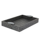 Tray with Leatherette Upholstery and Textured Pattern Set of 2 Gray By Casagear Home BM263857