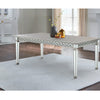 Mirrored Dining Table with Leaf Extension and Raised Apron, Silver By Casagear Home