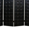 Wooden 4 Panel Screen with Button Tufting and Nailhead Trims Black By Casagear Home BM26463