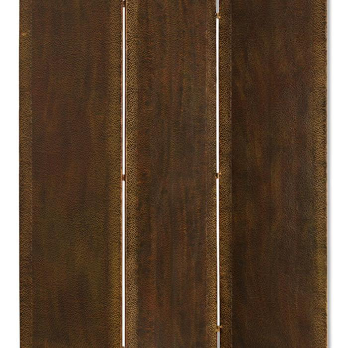 Metal 3 Panel Screen with Textured Nub Head Accent Borders Brown - BM26471 By Casagear Home BM26471