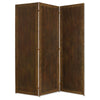 Metal 3 Panel Screen with Textured Nub Head Accent Borders Brown - BM26471 By Casagear Home BM26471