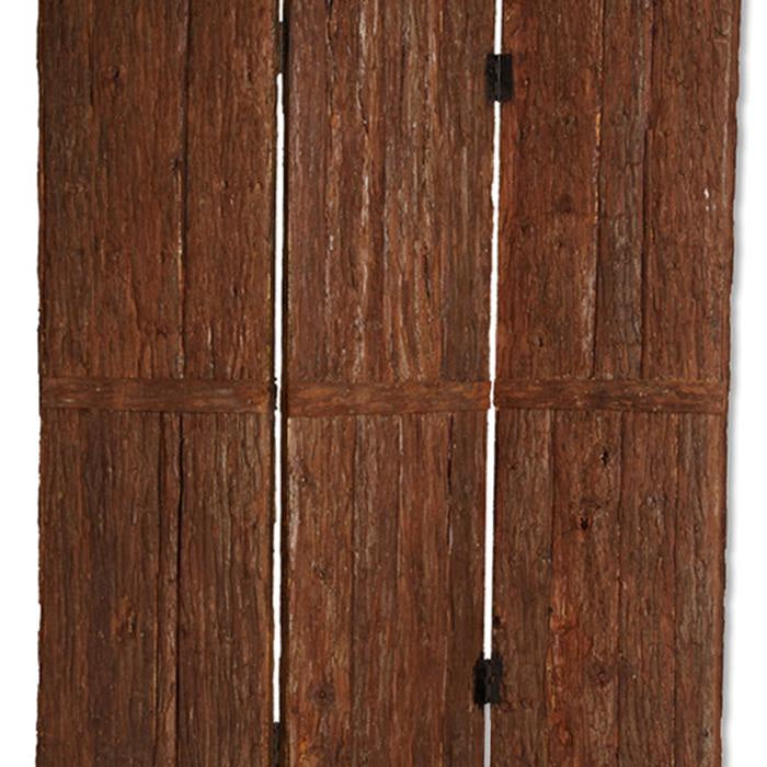 Wooden Foldable 3 Panel Room Divider with Plank Style Small Brown - BM26473 By Casagear Home BM26473