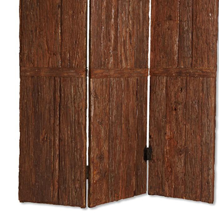 Wooden Foldable 3 Panel Room Divider with Plank Style Small Brown - BM26473 By Casagear Home BM26473