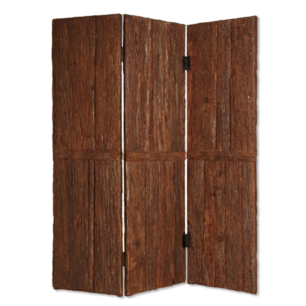 Wooden Foldable 3 Panel Room Divider with Plank Style Small Brown - BM26473 By Casagear Home BM26473