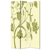 3 Panel Room Divider with Stems and Flower Pattern Cream and Green - BM26494 By Casagear Home BM26494