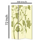 3 Panel Room Divider with Stems and Flower Pattern Cream and Green - BM26494 By Casagear Home BM26494