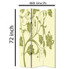 3 Panel Room Divider with Stems and Flower Pattern Cream and Green - BM26494 By Casagear Home BM26494