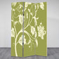 3 Panel Room Divider with Stems and Flower Pattern, Cream and Green - BM26494 By Casagear Home