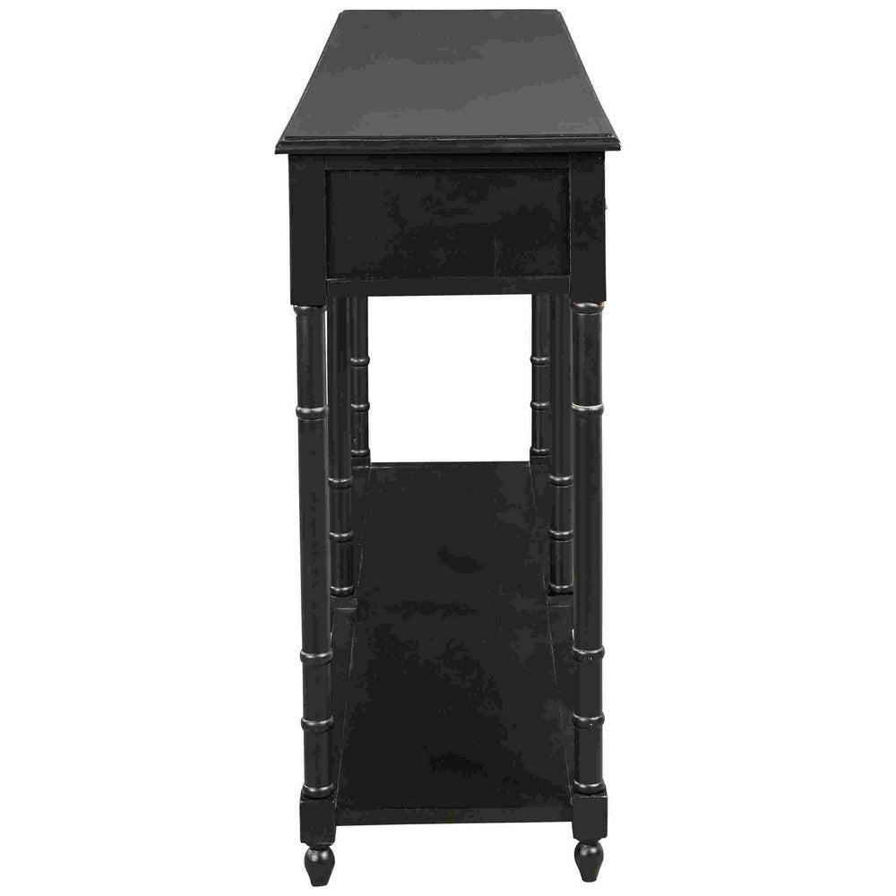 Wooden Console Sofa Table with 4 Spacious Drawers Black By Casagear Home BM266412