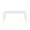 Coffee Table with Metal Tube Legs White and Gold By Casagear Home BM266460