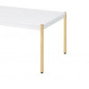 Coffee Table with Metal Tube Legs White and Gold By Casagear Home BM266460