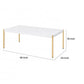 Coffee Table with Metal Tube Legs White and Gold By Casagear Home BM266460