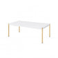 Coffee Table with Metal Tube Legs White and Gold By Casagear Home BM266460