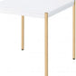 End Table with Metal Tube Legs White and Gold By Casagear Home BM266461