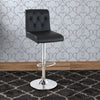 Adjustable Barstool with Rolled Button Tufted Back Set of 2 Black By Casagear Home BM266470