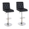 Adjustable Barstool with Rolled Button Tufted Back Set of 2 Black By Casagear Home BM266470